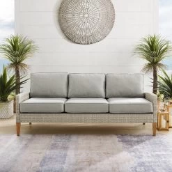 Capella Outdoor Wicker Sofa - Gray/Acorn - Crosley -Outdoor Garden GUEST c394e91d bd76 44e3 8dcc ad533667a0b3