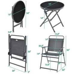 Costway 3PCS Outdoor Bistro Set Folding Table And Chairs Garden Deck Black -Outdoor Garden GUEST c4458c3f 1aaf 4d78 b70e 1dd0be17437b