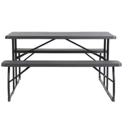 Gardenised Gray Outdoor Foldable Woodgrain Portable Picnic Table Set -Outdoor Garden GUEST c4737b28 9adb 43f8 824f 3298fd494f6b
