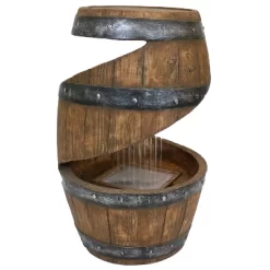 Sunnydaze Decor Sunnydaze 25"H Electric Resin Spiraling Barrel Outdoor Water Fountain With LED Lights -Outdoor Garden GUEST c4882369 b175 4dc5 ab80 dbadea7bb3d4