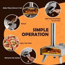Costway Wood Pellet Pizza Oven Pizza Maker Portable Outdoor Pizza Stone W/ Foldable Leg -Outdoor Garden GUEST c5288141 6c37 4cf7 a4c6 2e13e86082f9