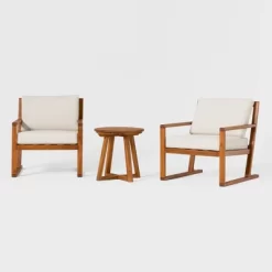 Saracina Home 3pc Modern Slat-Back Acacia Outdoor Conversation Set With Cushions 8 Saracina Home 3pc Modern Slat-Back Acacia Outdoor Conversation Set With Cushions -Outdoor Garden GUEST c5f0efa3 a546 441a a62d 8991ad328bec