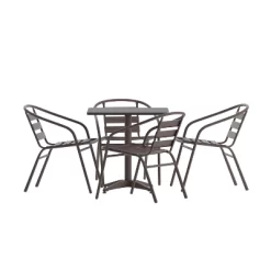 Flash Furniture Lila 27.5'' Square Aluminum Indoor-Outdoor Table Set With 4 Slat Back Chairs -Outdoor Garden GUEST c61563dd 4f15 4061 af06 d81d9cd4665e