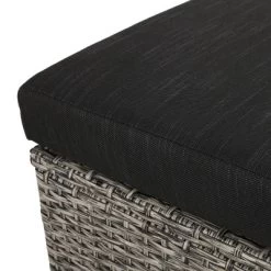 Puerta 2pk Outdoor Wicker Ottomans With Cushions - Black/Dark Gray - Christopher Knight Home -Outdoor Garden GUEST c6418ad9 55ba 4e1b 8c32 b39f0de62659