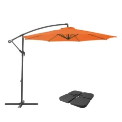 9.5' UV Resistant Offset Cantilever Patio Umbrella With Base Weights - CorLiving -Outdoor Garden GUEST c7569f3c aba7 47d7 9a8d 1f95acb30bc6