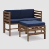 3pc Modular Acacia Wood Patio Chat Set With Cushions - Saracina Home