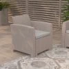 Merrick Lane Outdoor Furniture Resin Chair Faux Rattan Wicker Pattern Patio Chair With All-Weather Cushion