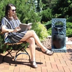 Sunnydaze Decor Sunnydaze Peaceful Rain Electric Outdoor Water Fountain - 31.75" H - Gray And Black -Outdoor Garden GUEST c9305d57 1a69 4d5c 9d5a 5b95f41dafa7