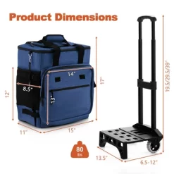 Costway 50-Can 3-in-1 Insulated Rolling Cooler With Adjustable Handle & Bottom Plate Blue/Grey -Outdoor Garden GUEST c9fd2cca 6117 4200 85b8 3d7777f646df
