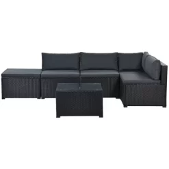 6pc Wicker Patio Conversation Set With Cushions - Black/Gray - GODEER 34 6pc Wicker Patio Conversation Set With Cushions - Black/Gray - GODEER -Outdoor Garden GUEST ca04dcb1 1aa7 4c8e 8988 934b5976378d