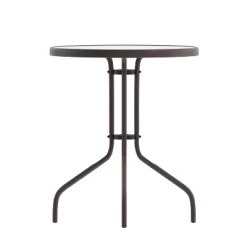 Flash Furniture Lila 23.75'' Round Glass Metal Table With 2 Metal Aluminum Slat Stack Chairs -Outdoor Garden GUEST ca18041e e4d2 418a b97f 8e4c1c4e62ed