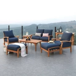 Cambridge Casual Caterina Teak Outdoor Patio Ottoman With Cushion -Outdoor Garden GUEST cb006134 ddfc 4617 881e 5918c0ddc7d2