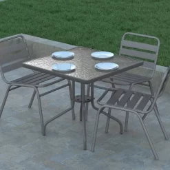 Emma And Oliver 31.5" Square Tempered Glass Metal Table With Smooth Ripple Design Top 13 Emma And Oliver 31.5" Square Tempered Glass Metal Table With Smooth Ripple Design Top -Outdoor Garden GUEST cb088ea0 7349 458f 9212 fb8c6e05e96b