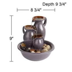 John Timberland Triple Jug Rustic Zen Cascading Indoor Tabletop Water Fountain 9" For Table Office Desk Home Bedroom House Living Room Relaxation -Outdoor Garden GUEST cb27571d 61aa 45e5 9670 b24ddb20337e