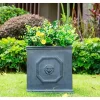 12.6" Square Lightweight Concrete/Fiberglass English Lion Head Indoor/Outdoor Planter Antique Gray - Rosemead Home & Garden, Inc.