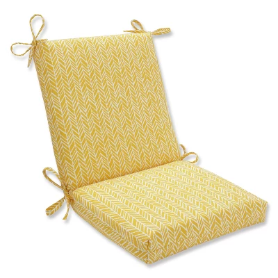 Outdoor/Indoor Herringbone Squared Corners Chair Cushion - Pillow Perfect 2 Outdoor/Indoor Herringbone Squared Corners Chair Cushion - Pillow Perfect - Image 2