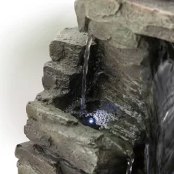 13" Resin Waterfall Tabletop Fountain With LED Lights Gray - Alpine Corporation -Outdoor Garden GUEST cbfe728f 0960 4a9b 8498 f0353fea9142