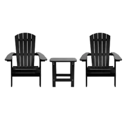 Merrick Lane Set Of Two Folding Adirondack Patio Chairs With Matching Outdoor Side Table -Outdoor Garden GUEST cc3316e1 3b99 4df7 a4bd 45b25f9b35ad