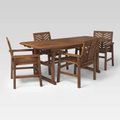 5pc Slatted Extendable Acacia Wood Patio Dining Set - Saracina Home 20 5pc Slatted Extendable Acacia Wood Patio Dining Set - Saracina Home -Outdoor Garden GUEST cc50b929 1d11 42ba bbdf 3a0193ac6925