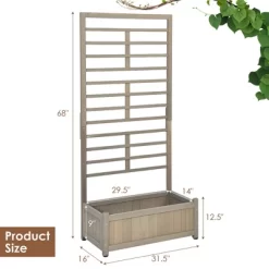 Costway 2PC 68in Wood Planter Box W/Trellis Raised Garden Bed For Climbing Plant -Outdoor Garden GUEST cc571e76 e514 45d1 a520 3f01881ebe22