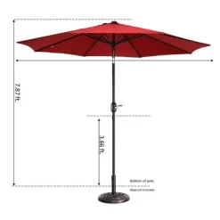 9-Foot Patio Umbrella - Easy Crank Outdoor Table Umbrella With Steel Ribs And Aluminum Pole For Deck, Porch, Backyard, Or Pool By Nature Spring (Red) -Outdoor Garden GUEST cc977cde 2a42 42fd b4d7 01984cd3406d