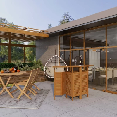 Patio Bar Table Teak - Olivia & May 15 Patio Bar Table Teak - Olivia & May - Image 15