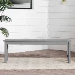 Ravenscroft Modern Boho Acacia Wood Slat Top Outdoor Dining Bench - Gray Wash - Saracina Home -Outdoor Garden GUEST ce52635a 6f20 41d2 9ffc 8f6d710ef542