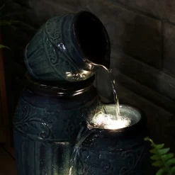 Sunnydaze Decor Sunnydaze 27"H Electric Ceramic Dark Turquoise Tour De Vase Outdoor Water Fountain With LED Lights 18 Sunnydaze Decor Sunnydaze 27"H Electric Ceramic Dark Turquoise Tour De Vase Outdoor Water Fountain With LED Lights -Outdoor Garden GUEST ce969447 eeee 4cff 9248 3f7223e9d6e8