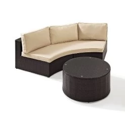 Catalina 2pc Outdoor Wicker Sectional Set - Sand - Crosley -Outdoor Garden GUEST ced1abd1 9f33 489f 8b33 2b43eec1629c