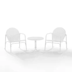 Griffith 3pc Outdoor Rocking Chair Set - White - Crosley