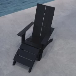 Merrick Lane Adirondack Modern Slatted Back Patio Chair With Accompanying Foot Ottoman 21 Merrick Lane Adirondack Modern Slatted Back Patio Chair With Accompanying Foot Ottoman -Outdoor Garden GUEST cf411173 378d 42d7 991d 7e160cd27398