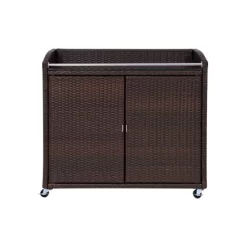 Teamson Home 39.5" Veronica Rolling Outdoor PE Rattan Bar Cart With Storage, Brown -Outdoor Garden GUEST cfa0128a 219d 4246 92ae 749460425af0