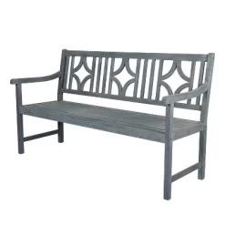 Sloane 3-Seat Ogee Diamond-Back Acacia Wood Outdoor Garden Patio Bench - JONATHAN Y -Outdoor Garden GUEST d06d7c63 a3d9 4fdb b2c4 cc601e5ca697