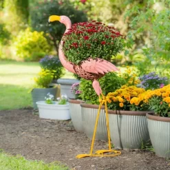 Evergreen 37"H Metal Flamingo Planter With Coco Liner- Fade And Weather Resistant Outdoor Decoration For Homes, Yards And Gardens -Outdoor Garden GUEST d08fa7d1 8062 46ce 946f 4c73d8675af2