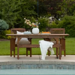 Ravenscroft 4pc Extendable Acacia Wood Outdoor Dining Set - Saracina Home -Outdoor Garden GUEST d1e17e82 6666 4c9e 9100 6baec1df9027