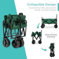 Best Choice Products 36in Folding Multipurpose Indoor Outdoor Utility Cart W/ Swivel Wheels, Adjustable Handle - Green -Outdoor Garden GUEST d2396c01 4772 482b 81ca 7d04a4e062b4