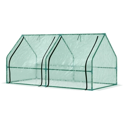 Outsunny 6' X 3' X 3' Mini Greenhouse Portable Hot House With Large Zipper Doors & Water/UV PE Cover For Outdoor And Garden, Green 3 Outsunny 6' X 3' X 3' Mini Greenhouse Portable Hot House With Large Zipper Doors & Water/UV PE Cover For Outdoor And Garden, Green - Image 3