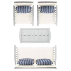 Rocklin 4pc Living Set - Gray/Beige/Navy - Safavieh -Outdoor Garden GUEST d2f097a1 b948 4bd8 9e87 e790b15f214e