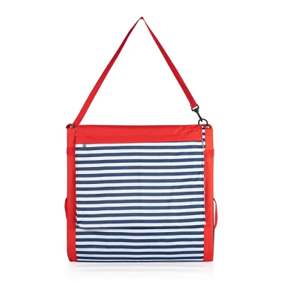 Picnic Time Beachcomber Portable Beach Chair & Tote - Blue Pinstripe 1 Picnic Time Beachcomber Portable Beach Chair & Tote - Blue Pinstripe