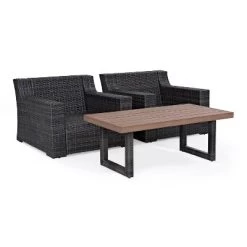Beaufort 3pc Outdoor Wicker Seating Set With Coffee Table - Mist - Crosley -Outdoor Garden GUEST d331a814 838b 4fe1 9cbe 4f54ce497133