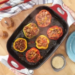 Rachael Ray Premium RUST-RESISTANT Cast Iron Roasting Pan 9"x13" Red