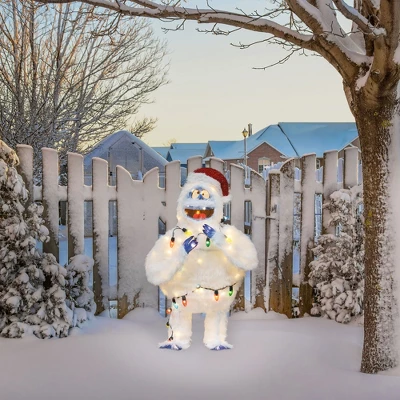 ProductWorks 32 Inch Tall Bumble The Abominable Snowman With Santa Hat Pre Lit Outdoor/Indoor Holiday Yard And Lawn Decoration 3 ProductWorks 32 Inch Tall Bumble The Abominable Snowman With Santa Hat Pre Lit Outdoor/Indoor Holiday Yard And Lawn Decoration - Image 3