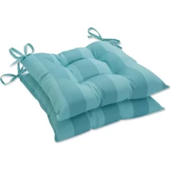 Outdoor/Indoor Tufted Seat Cushions Blue - Pillow Perfect -Outdoor Garden GUEST d557eb48 7450 4767 8875 1c0cde3b8348