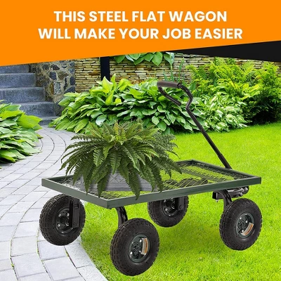 Juggernaut Carts GW3820-GR Heavy Duty Steel Frame 1000 Pound Load Capacity Outdoor Utility Garden Wagon With Pneumatic Tires, Green Finish 3 Juggernaut Carts GW3820-GR Heavy Duty Steel Frame 1000 Pound Load Capacity Outdoor Utility Garden Wagon With Pneumatic Tires, Green Finish - Image 3