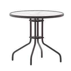 Emma And Oliver 31.5'' Round Glass Top Metal Table With 4 Aluminum Slat Stack Chairs 15 Emma And Oliver 31.5'' Round Glass Top Metal Table With 4 Aluminum Slat Stack Chairs -Outdoor Garden GUEST d5ce2ad8 f6d7 4268 8d19 d57343569391