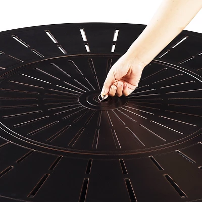 5pc Outdoor Set With 44" Round Aluminum Fire Table Set With 4 Swivel Rocking Chairs & Wind Blocker Lid - Oakland Living 6 5pc Outdoor Set With 44" Round Aluminum Fire Table Set With 4 Swivel Rocking Chairs & Wind Blocker Lid - Oakland Living - Image 6