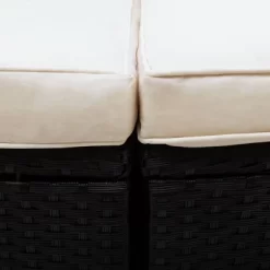 6pc Wicker Round Outdoor Sectional Set With Cushions - Black/Beige - GODEER -Outdoor Garden GUEST d6a48e29 614b 479c b77c a15425664103