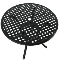 Sunnydaze Decor Sunnydaze Round Lattice Design Cast Aluminum Outdoor Patio Table With Umbrella Hole, Black -Outdoor Garden GUEST d6f758fb 18a5 4131 b4e5 5e5a0ef0bee9