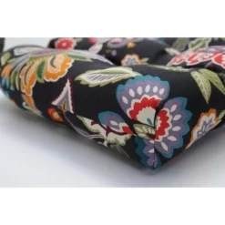 44" X 19" Outdoor/Indoor Wicker Loveseat Cushion Telfair Midnight Black - Pillow Perfect