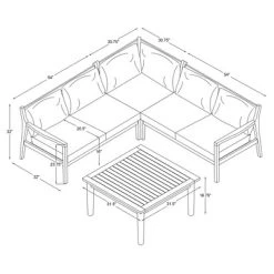 Linon 4pc Melita Acacia Sectional & Coffee Table Beige -Outdoor Garden GUEST d7cdce4f 4194 4d55 ab8f dbc97848fedd